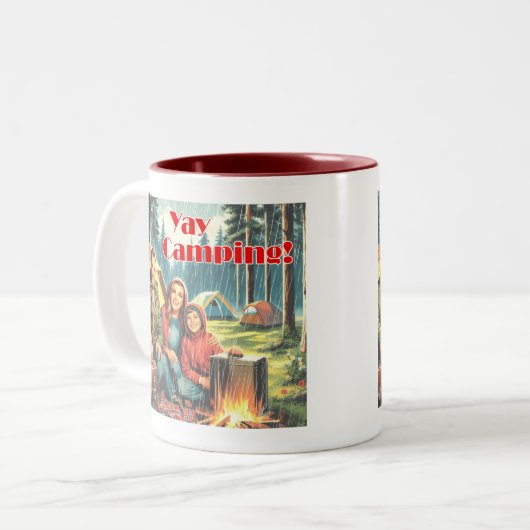 Yay Camping im Regen Zweifarbige Tasse (Vorderseite Links)