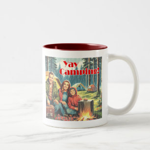Yay Camping im Regen Zweifarbige Tasse