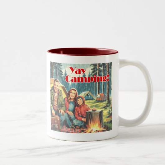 Yay Camping im Regen Zweifarbige Tasse (Rechts)