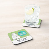 YAY für Hochzeitskuchen! Humorale Cake Illustratio Getränkeuntersetzer (Rechte Seite)