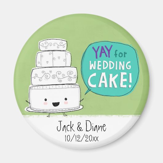 YAY für Hochzeitskuchen! Personalisierbar Magnet (Vorne)