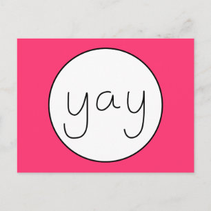 YAY Happy Happy Handwriting Happy Magenta Postkarte