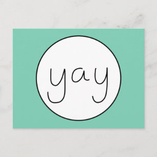 YAY Happy Hübsche Handschrift weiß und grün Postkarte