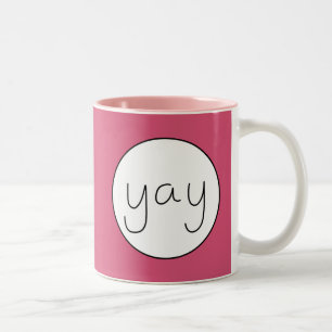 YAY Happy Up Handwriting - Anpassbare Farbe Zweifarbige Tasse