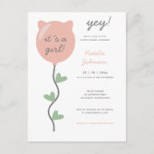 Yay It´s A Girl Boho Balloon Baby Shower Postkarte (Vorderseite)