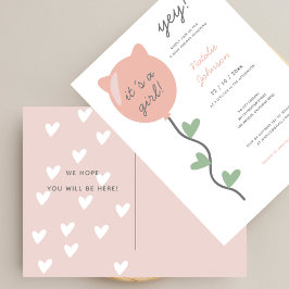 Yay It´s A Girl Boho Balloon Baby Shower Postkarte