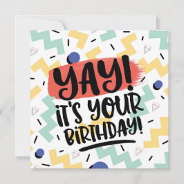 Yay, it's your birthday memphis eighties style men feiertagskarte