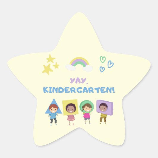 Yay Kindergarten! Niedliche Kinder geschlechtsneut Stern-Aufkleber (Vorderseite)