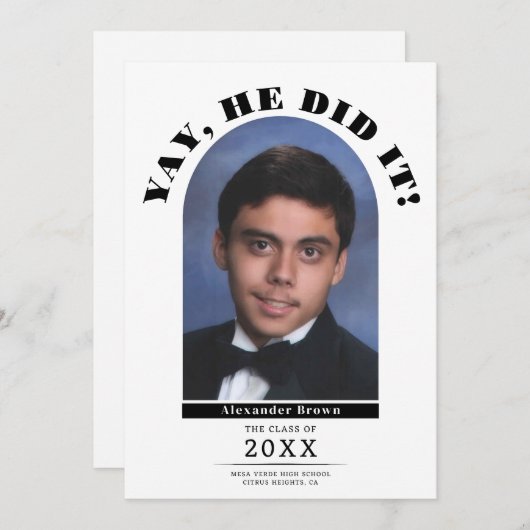 Yay Modern Abschluss Graduate Foto Ankündigung (Vorne/Hinten)