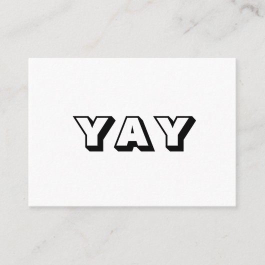 YAY, OMG, Oh mein Gott, Gott, Schwarz-weiße Karte (Vorderseite)