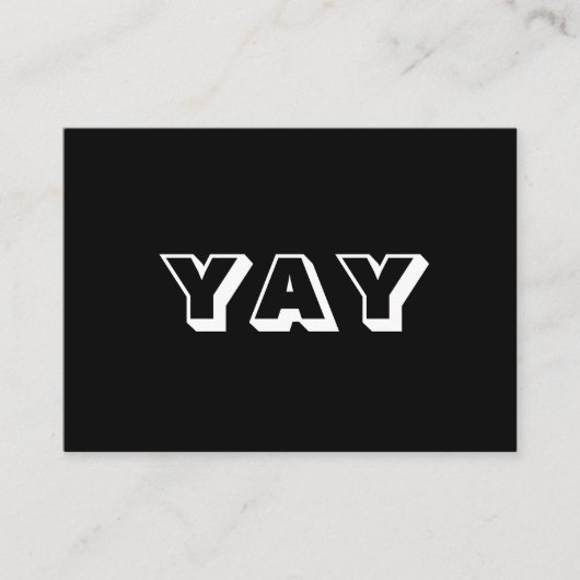 YAY, OMG, Oh mein Gott, Gott, Schwarz-weiße Karte (Vorderseite)