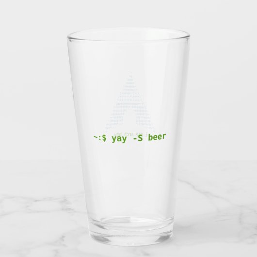 ~$ yay -S bier Glas (Rückseite)