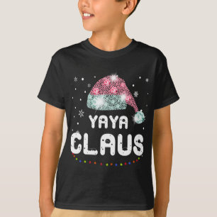 Yaya Claus Christmas Hat Diamond Pajama Family Mat T-Shirt