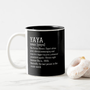 Yaya Definition Großmutter Muttertag Zweifarbige Tasse
