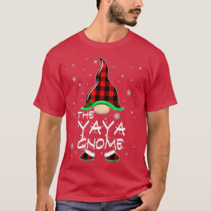 Yaya Gnome Buffalo Kariert Matching Familienweihna T-Shirt