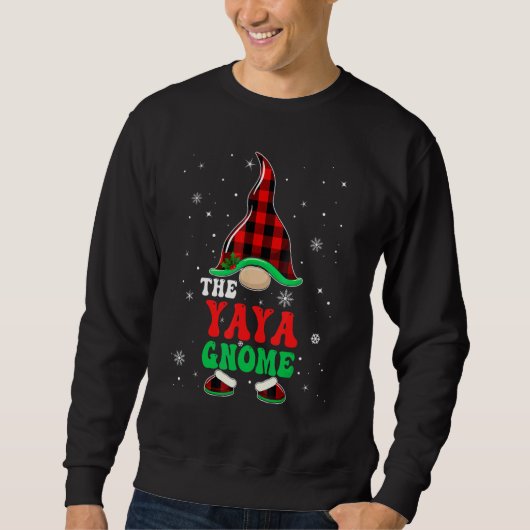 Yaya Gnome Buffalo Plaid Matching Family Christmas Sweatshirt (Vorderseite)