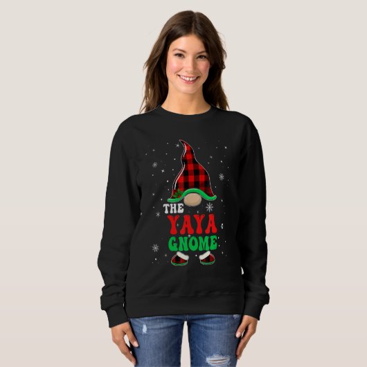 Yaya Gnome Buffalo Plaid Matching Family Christmas Sweatshirt (Vorne ganz)