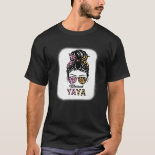 Yaya Leopard Messy Bun Yaya Mothers Day Wo T-Shirt