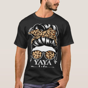 Yaya Life Messy Bun Hair Yaya Leopard T-Shirt