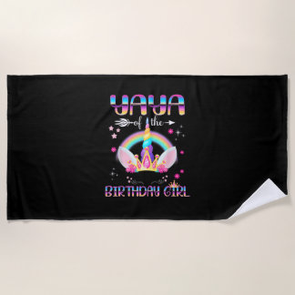 Yaya Of The Birthday Girl Rainbow Unicorn Mothers  Strandtuch