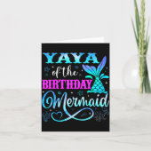 Yaya Of The Birthday Mermaid Family Matching Party Karte (Vorderseite)
