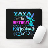 Yaya Of The Birthday Mermaid Family Matching Party Mousepad (Mit Mouse)