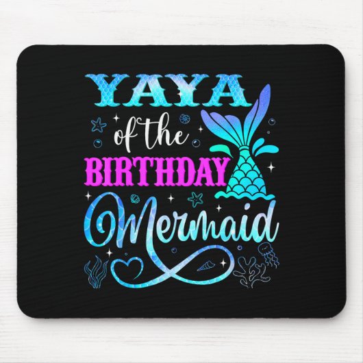 Yaya Of The Birthday Mermaid Family Matching Party Mousepad (Vorne)