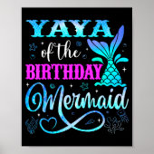 Yaya Of The Birthday Mermaid Family Matching Party Poster (Vorne)