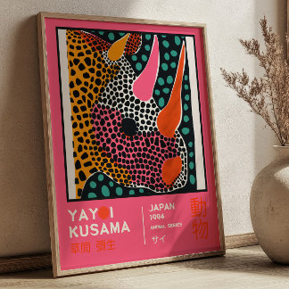 Yayoi Kusama Abstract Rhino Farbige Ausstellung Poster