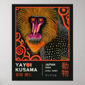 Yayoi Kusama Monkey Illustration Retro Exhibition Poster (Vorne)