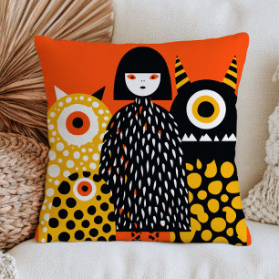 Yayoi Kusama Monster Mash Quirky Bold Halloween Kissen