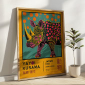 Yayoi Kusama Retro Rhino Illustration Exhibition Poster