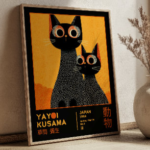 Yayoi Kusama Schwarze Katzen Retro-Ausstellungspos Poster