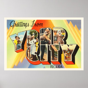 Ybor City Florida FL Old Vintage Travel Souvenir Poster
