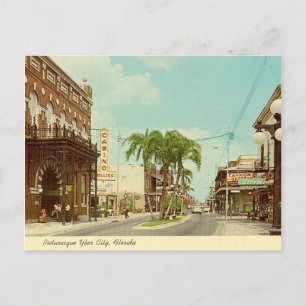 Ybor City, Florida Vintage Straßenszene Postkarte