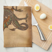 Ye Altes mittelalterliches Drachendesign Geschirrtuch (Viertel Falte)