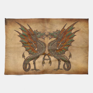 Ye Altes mittelalterliches Drachendesign Geschirrtuch