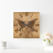 Ye Altes mittelalterliches Drachendesign Quadratische Wanduhr (Zuhause)