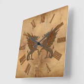 Ye Altes mittelalterliches Drachendesign Quadratische Wanduhr (Winkel)