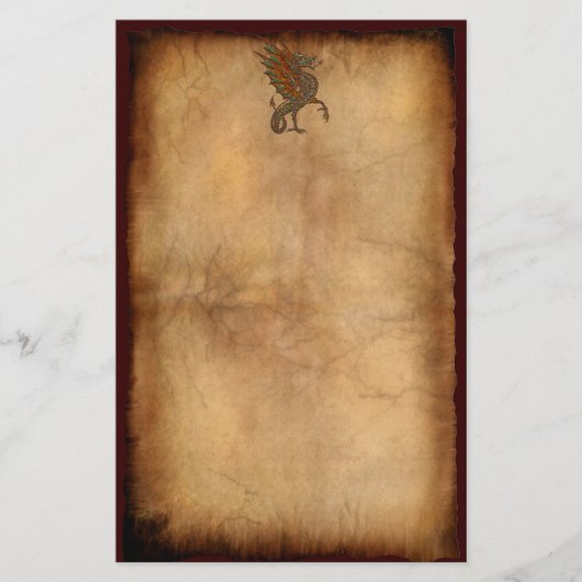 Ye Old Medieval Dragon on Pergament Design Briefpapier (Vorderseite)