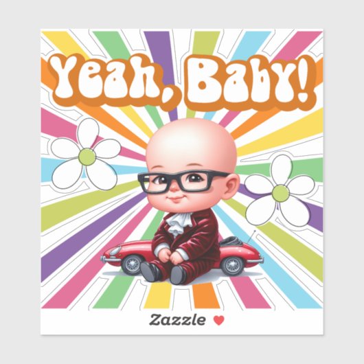 Yeah Baby Retro Aufkleber (Blatt)