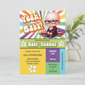 Yeah Baby Retro Baby Dusche Einladung (Stehend Vorderseite)