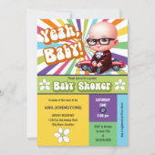 Yeah Baby Retro Baby Dusche Einladung (Vorderseite)