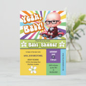 Yeah Baby Retro Baby Dusche Einladung (Stehend Vorderseite)