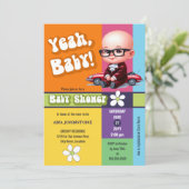 Yeah Baby Retro Baby Dusche Einladung (Stehend Vorderseite)