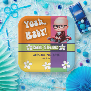Yeah Baby Retro Baby Dusche Pappteller