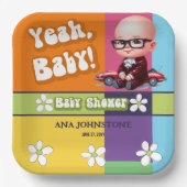 Yeah Baby Retro Baby Dusche Pappteller (Vorderseite)