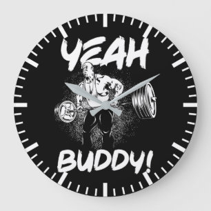 Yeah Buddy - Funny Gym Workout Bodybuilding Große Wanduhr