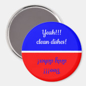 Yeah Clean/Boo Dirty Red/White/Blue Dishwasher Magnet (Vorderseite/Rückseite)