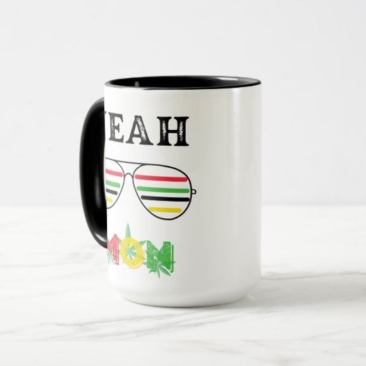 Yeah Mon Reggae farbige Sonnenbrille Kaffeekaffee Tasse (Vorderseite Links)